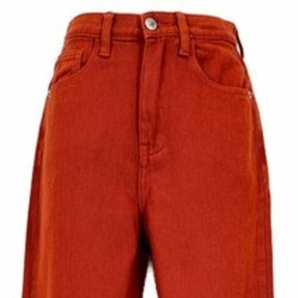 Pretty Little Thing Rust Split Hem High Rise Jeans in Rust Size 00 Petite - Picture 2 of 11